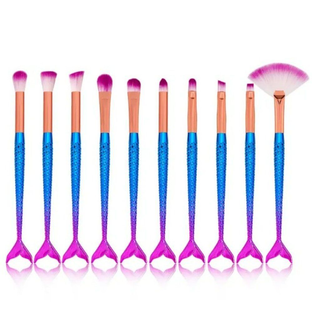 10 Pcs Mermaid Eye Makeup Brushes Set